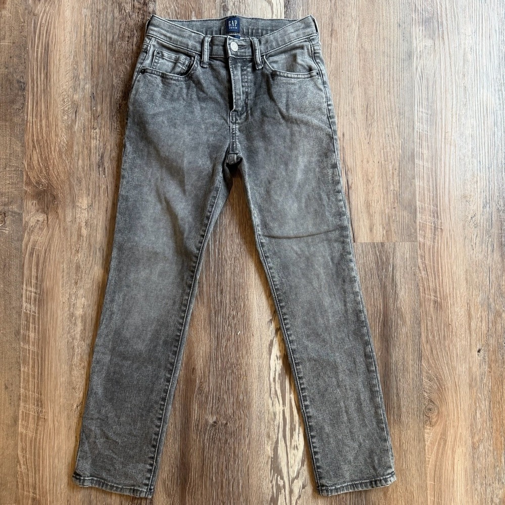 Gap Denim Boys Size‎ 8 Regular Stretch Slim Kids Gray Acid Wash Jeans Pants
